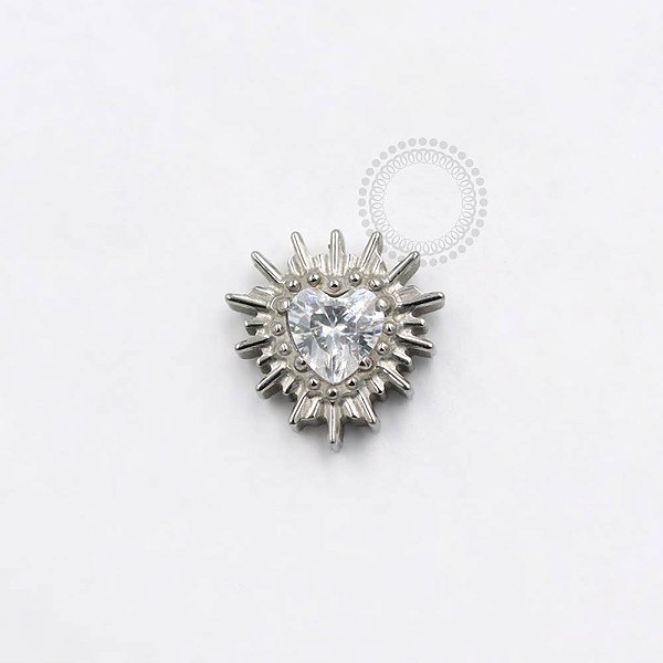 TN894 Topo Coração CZ  Raios Titânio ASTM F136