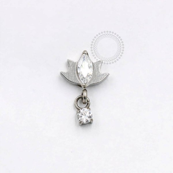 TN911 Topo Flor de Lotus Pingente CZ Titânio ASTM F136