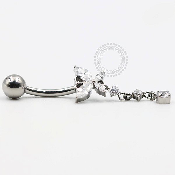 TN913 Navel Borboleta  Pingente CZ Titânio ASTM F-136