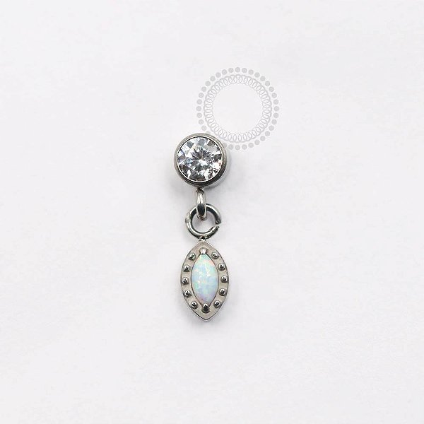 TN919 Topo CZ Pingente Navete Opala Titanio ASTM F136