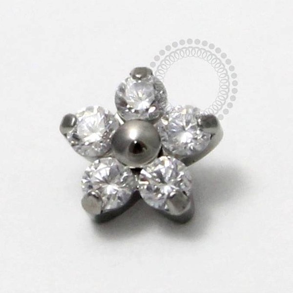 TS02 Topo Flor Swarovski Titanio ASTM F136