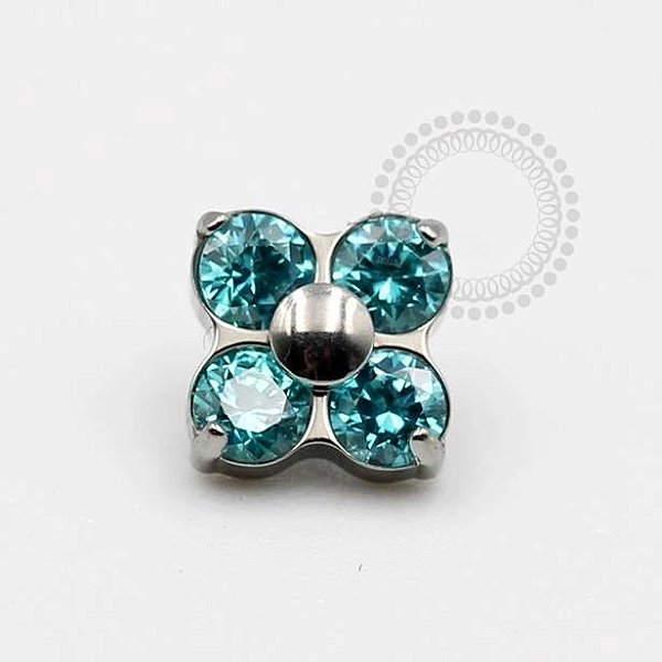 TS07 Topo Trevo Swarovski Titânio ASTM F136