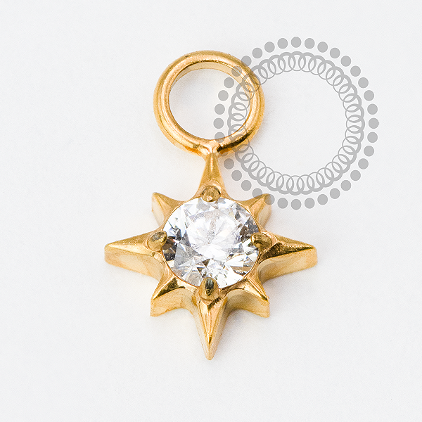 TN2035 Pingente Estrela Radiante Titânio PVD Gold