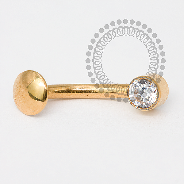 TN2041 Navel Floating CZ Frontal Push Pin Titânio PVD Gold