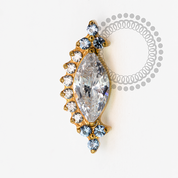 TN2048 Topo Big  Navete Cz Laterais Titânio PVD Gold