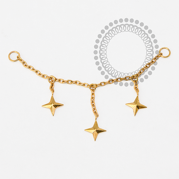TN2064 Corrente 3 Pingente Estrela Titânio PVD Gold