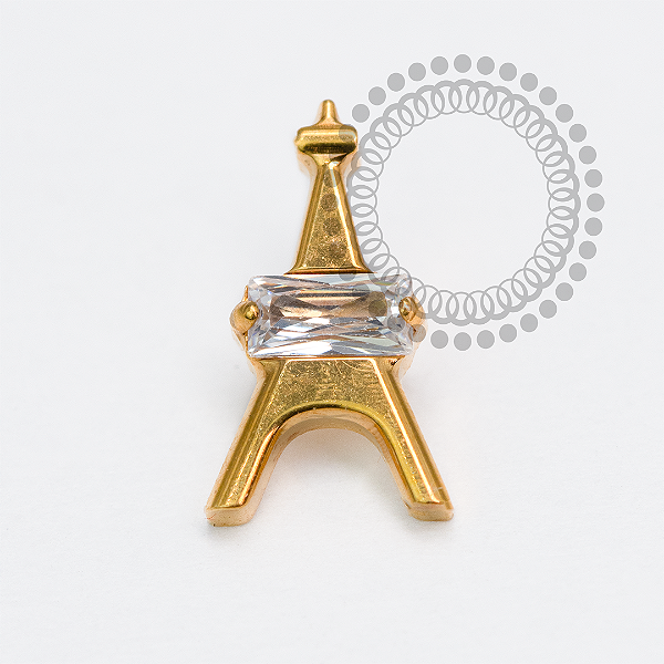 TN2070 Topo Torre Effiel CZ Titânio PVD Gold