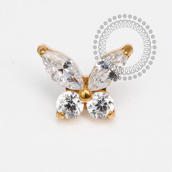 TN2074 Topo Borboleta Detalhada Titânio PVD Gold