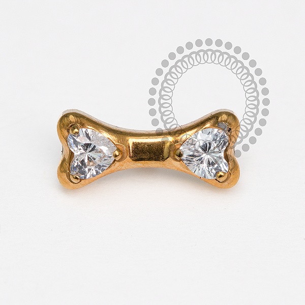 TN2076 Topo Ossinho Delicado CZ Titânio PVD Gold