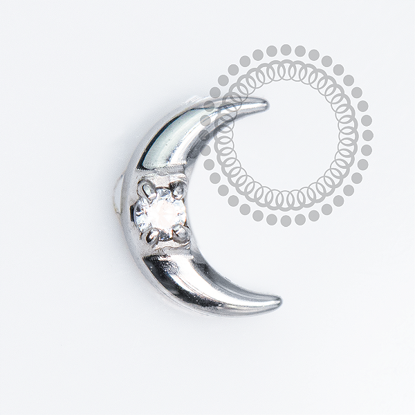 TN2081 Topo Mini Lua  CZ Crescente Titânio ASTM F136