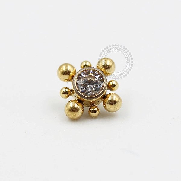 TN329  Topo CZ Esferas Titânio PVD Gold (OUTLET)