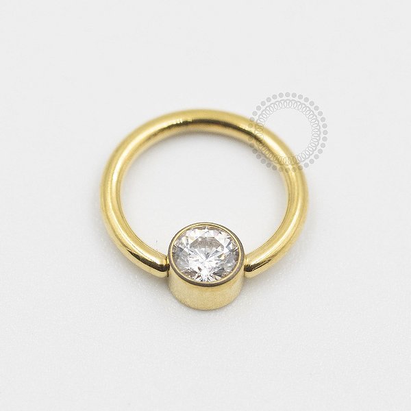 TN354 Captive CZ Flat Titânio PVD Gold