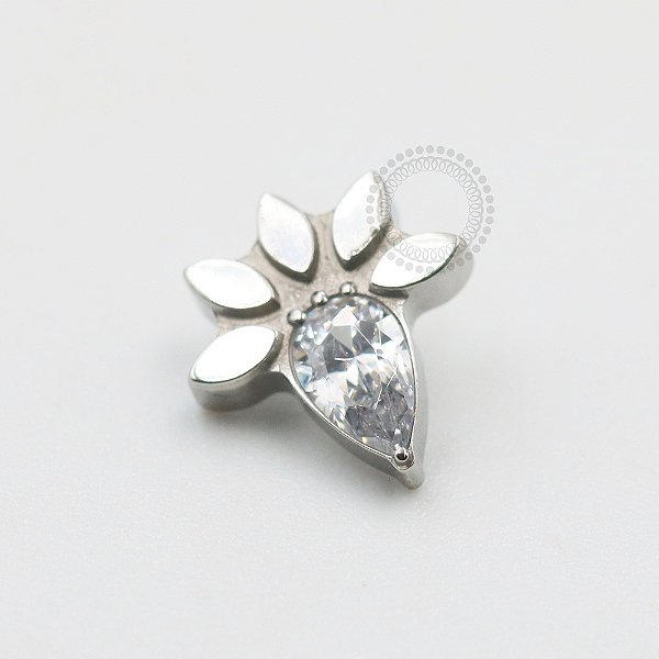 TN514 Topo Gota CZ Com Folhas Titânio ASTM F136 (