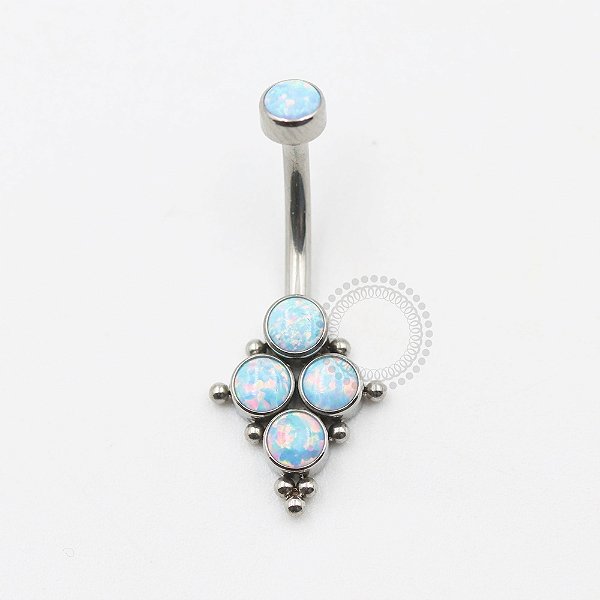 TN583 Navel 4 Opalas e Esferas Titânio ASTM F136