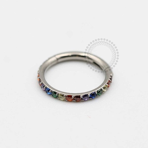 TN60 Segmento Cravejado Rainbow Titânio ASTM F136