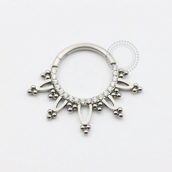 TN602 Segmento Frontal Cravejado 5 Aros Titânio ASTM F136