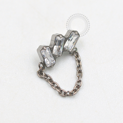 TN681 Topo 3 Baguetes CZ Corrente Titanio ASTM F136