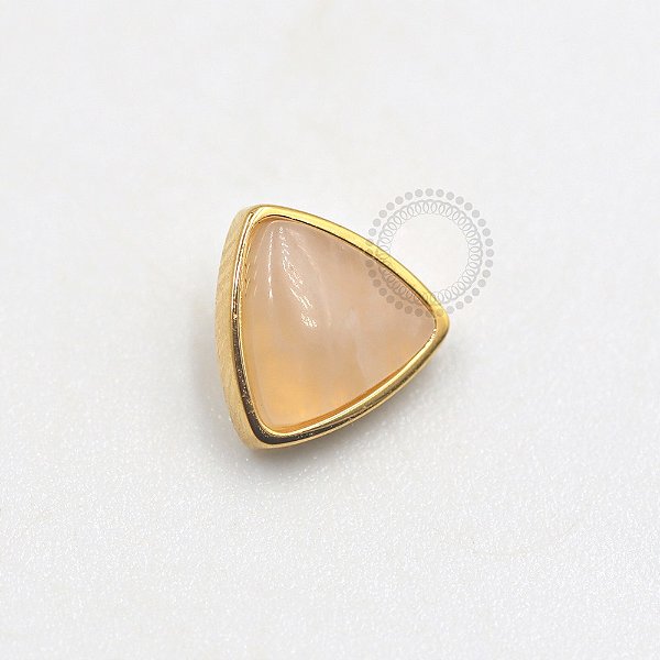 TN691 Topo Triangular Pedra Natural Titânio PVD Gold