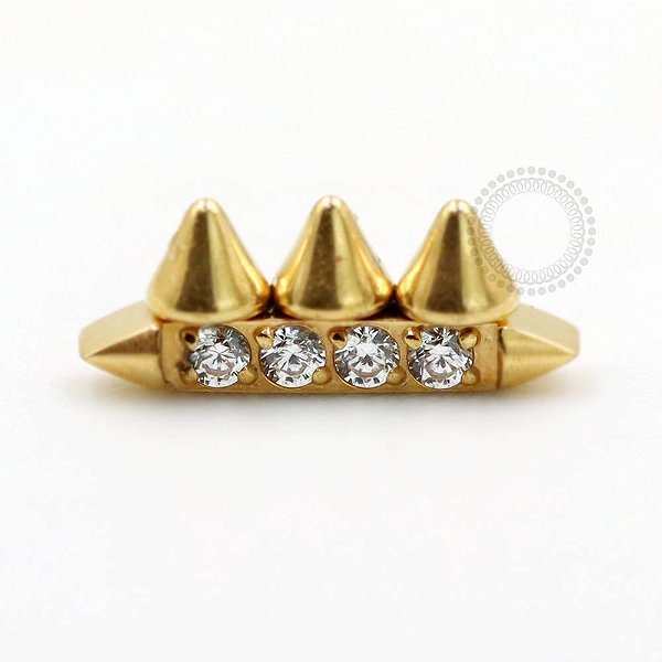 TN709 Topo Barrinha CZ Spikes Titânio PVD Gold