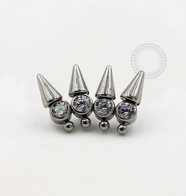 TN711 Topo Cluster Gótico CZ Spikes Titânio ASTM F136