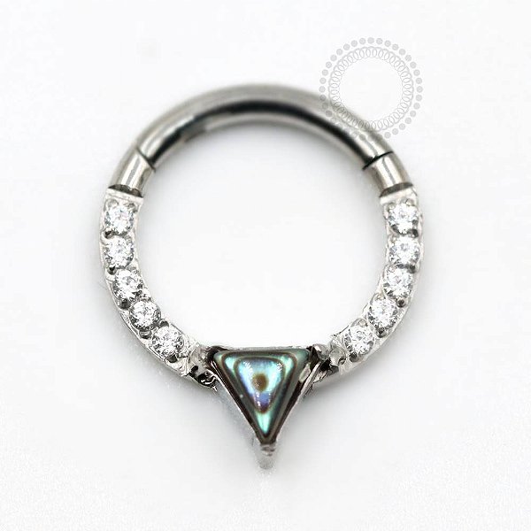 TN722 Segmento Frontal CZ e Abalone Titânio ASTM F136