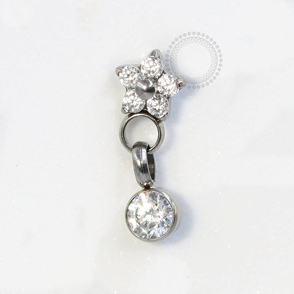 TN739 Topo Flor Pingente CZ Titânio ASTM F136