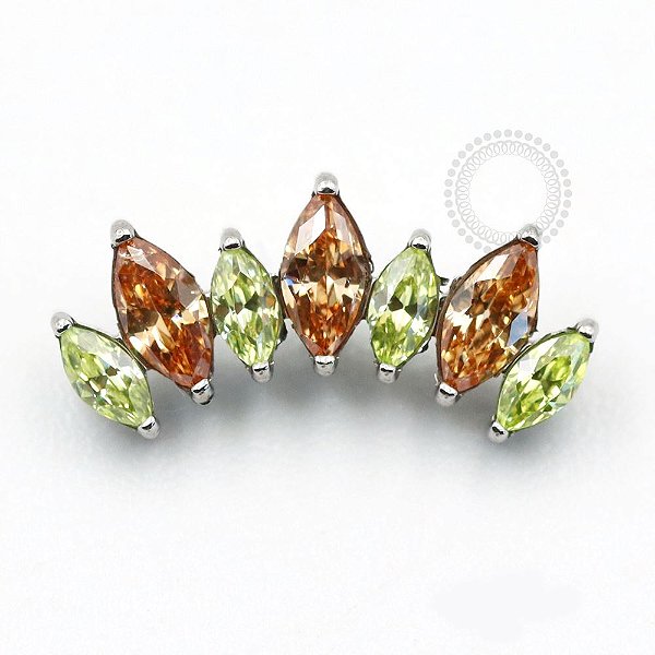 TN753 Topo Cluster Navetes Laranja e Verde Titânio ASTM F136