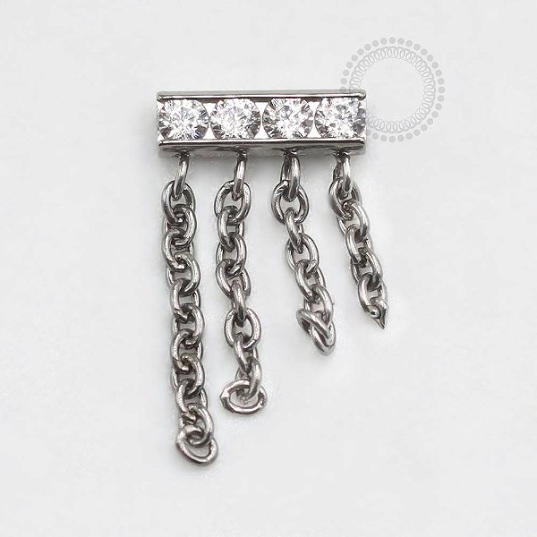 TN795 Topo Barra 4 CZ Correntes Titânio ASTM F136