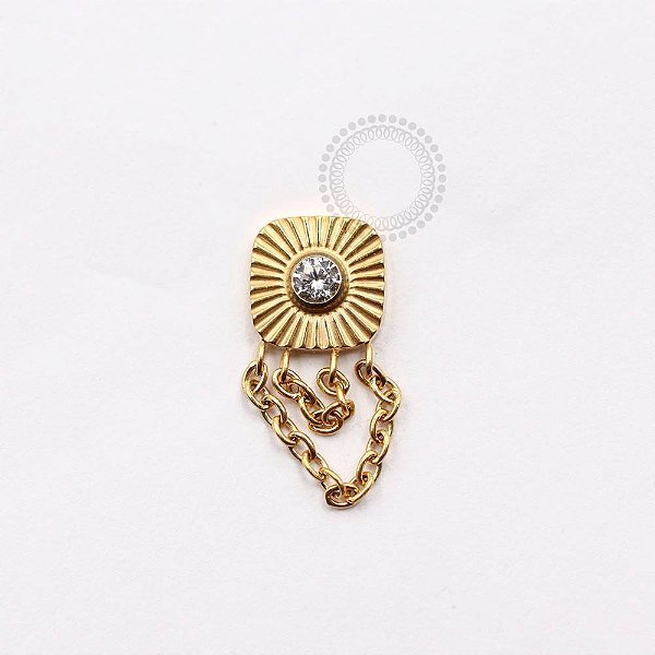 TN929 Topo Escudo CZ Correntes Titânio PVD Gold