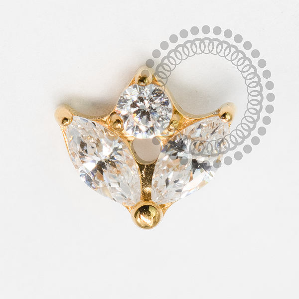 TN2103 Topo Meia Flor Navetes Titânio PVD Gold