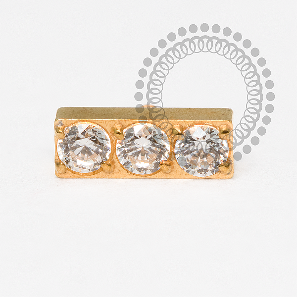 TN2104  Topo Barra 3 CZ Titânio PVD GOLD