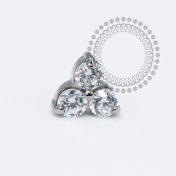 TN2106  Topo Mini Trinity Luxo CZ Titânio ASTM F136