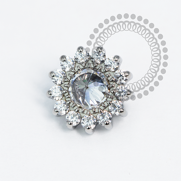 TN2109 Girassol CZ Miolo Rivoli Titânio ASTM F16