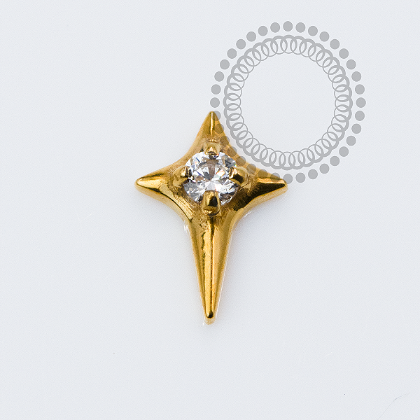 TN2300 Topo Mini Estrela 4 Pontas CZ Titânio PVD Gold