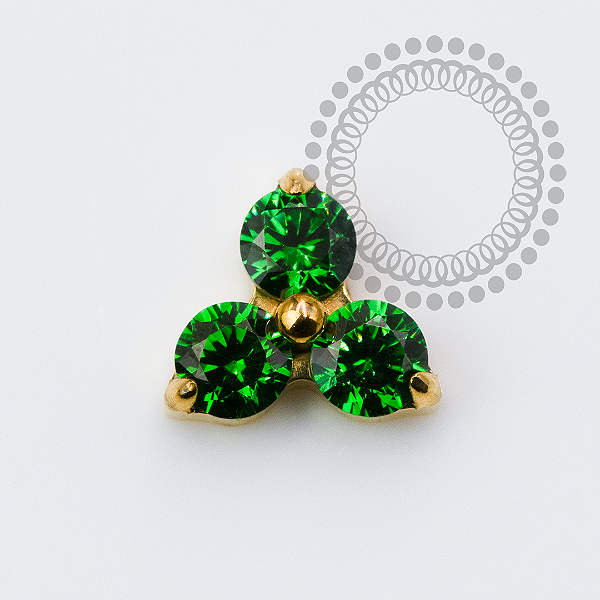 TN2316 Topo Trinity Lux Esmeralda Push Pin Titânio PVD Gold