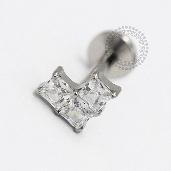 PB146 Labret Coração CZ Quadrada Aço 316L
