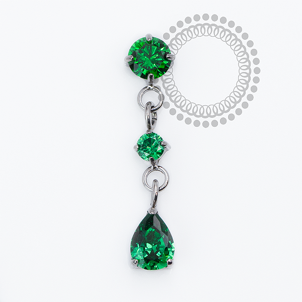 TN2420 Topo CZ Pingente  Verde Push Pin Titânio ASTM F136