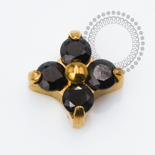 TN2446 Topo Micro Trevo CZ Black Push Pin Titânio PVD Gold