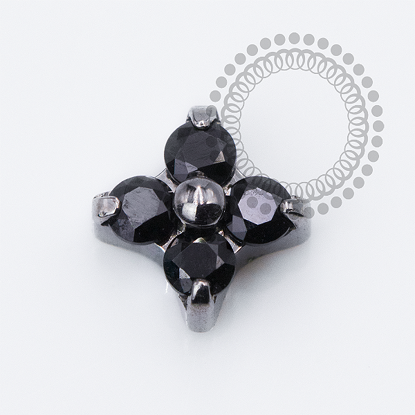 TN2452 Topo Micro Trevo CZ Black Push Pin Titânio ASTM F136