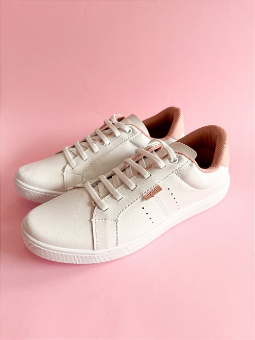 Tenis mendii social feminino branco/nude