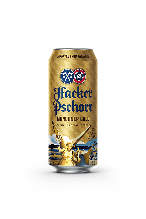 CERVEJA ALEMÃ HACKER PSCHORR LATA 500ML MÜNCHENER GOLD