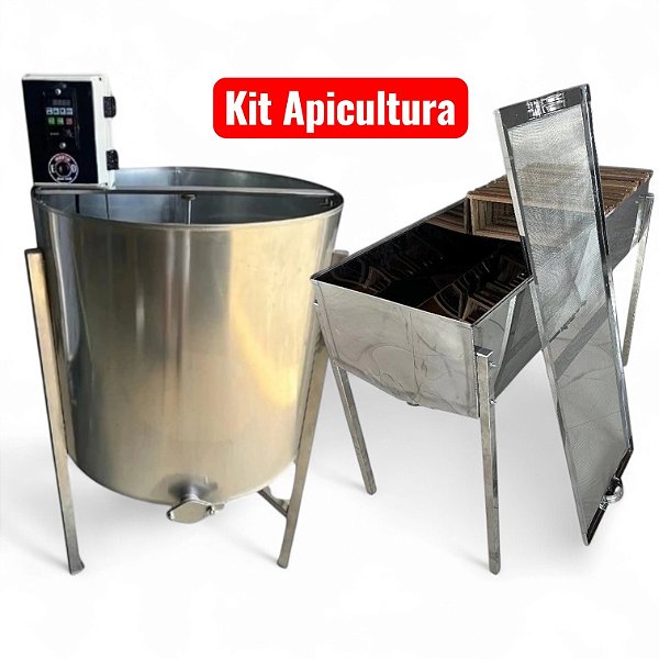 Kit Centrífuga Elétrica 32/12 + Mesa Desoperculadora 45 Quadros em Inox