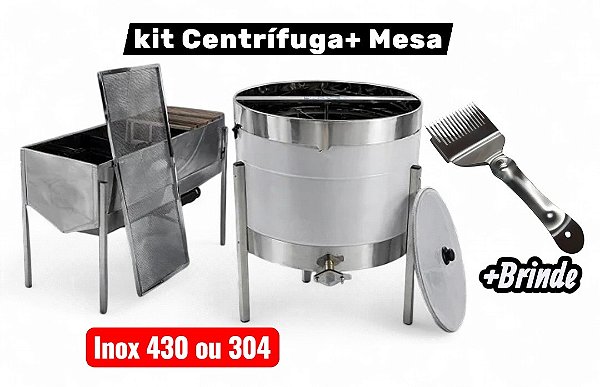 kit - Centrífuga Elétrica 32 Quadros + Mesa desoperculadora 32 Quadros + Brinde em Inox