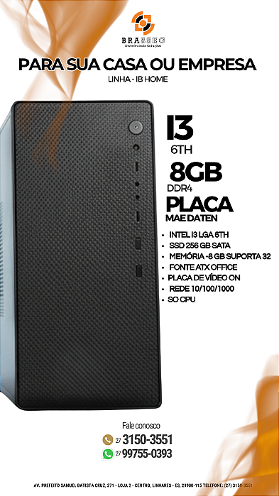PC Intel Core i3 6TH • 8GB RAM • SSD 256GB • Rápido e Econômico