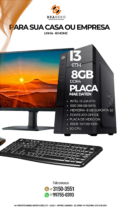 "PC Rápido i3 (6ª Geração) + SSD 256GB + 8GB RAM - Windows 11"