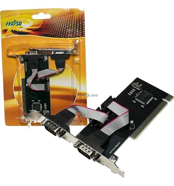 Placa PCI Serial RS232 Feasso JPSS-01 com 2 Portas Perfil Baixo