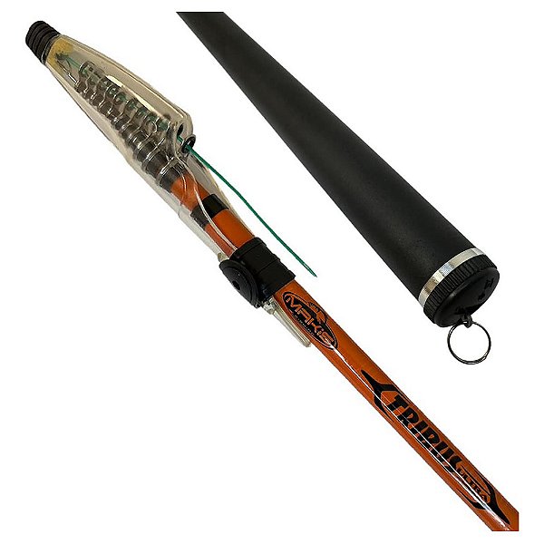 Vara Pesca Tribus Ultra Spin 2,40m Telescópica Makis Laranja