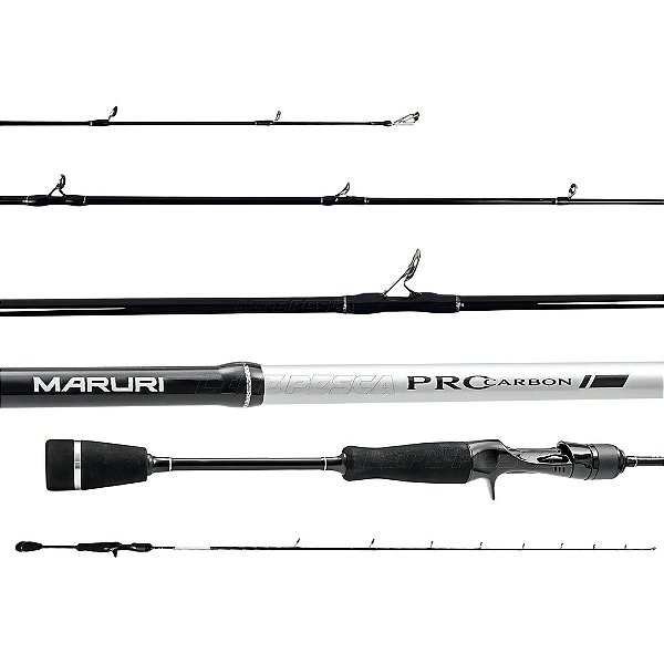 Vara De Pesca Carretilha Maruri Prc-c25-561h Preta E Prata - 1.68m X 140g - Rápida Com Resistência De 25lbs Para Isca De 25g