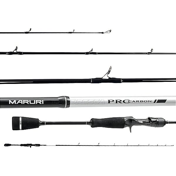 Vara De Pesca Carretilha Maruri Prc-c17-561m Preta E Prata - 1.68m X 140g - Moderada Com Resistência De 17lbs Para Isca De 15g