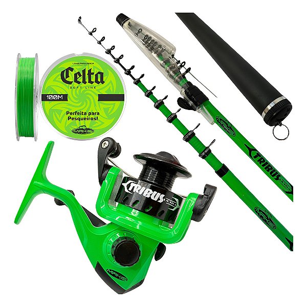 Carretel molinete MAKIS FISHING Tribus direito color verde-claro